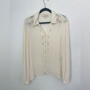 Idyllwind By Miranda Lambert Womens Cream Blouse Size xl Western Flowy Boho